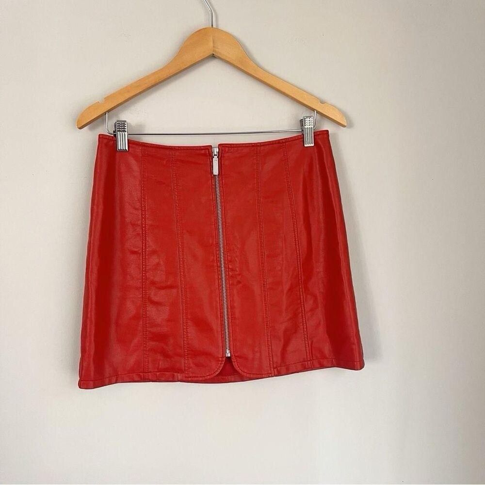 Free People Burnt Orange Layla Faux Leather Mini Skirt Size 6
